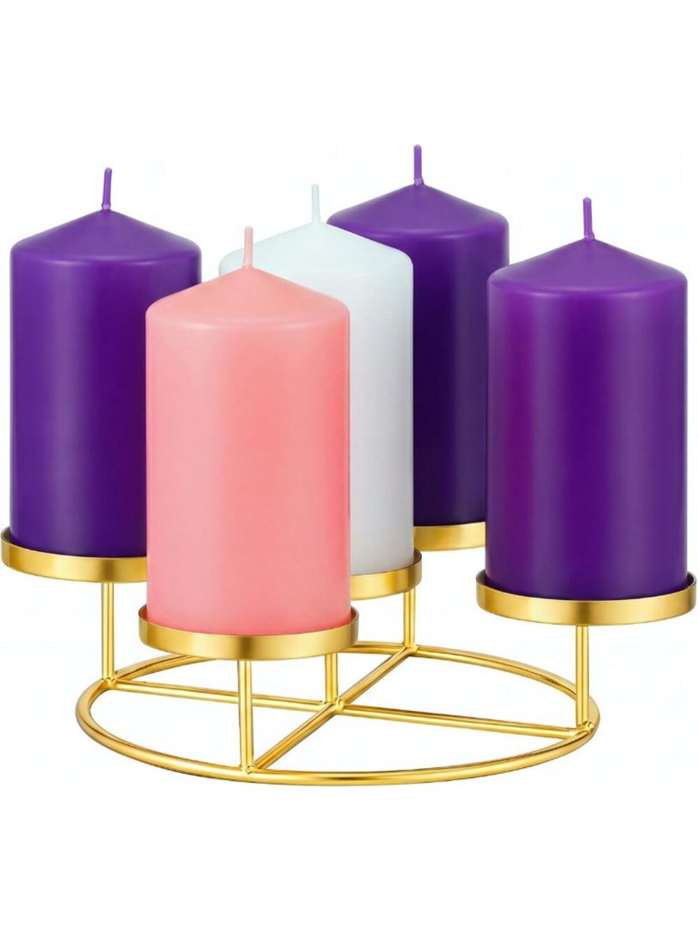 Elegant Metal Advent Wreath Ring with 5 Pillar Candles for Christmas Decor